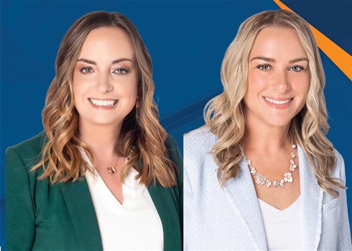 UTA School of Social Work professors, Dr. Dana Litt (Left) and Dr. Melissa Lewis (Right) pose for an official photo. (Photo by Doughlas Gutierrez)