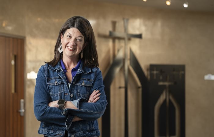 Heather Reynolds, president and CEO of Catholic Charities Fort Worth, poses for a photo. (Photo by Juan Guajardo)