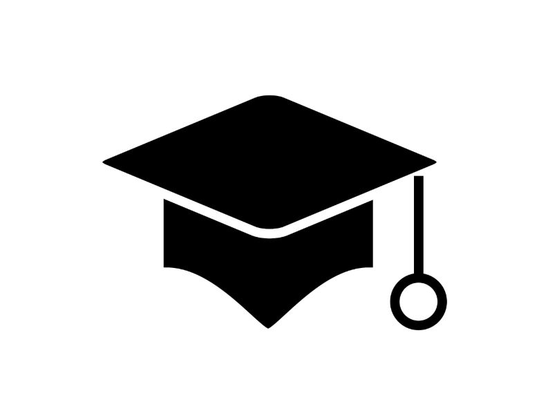 Black graduation cap icon with a tassel.