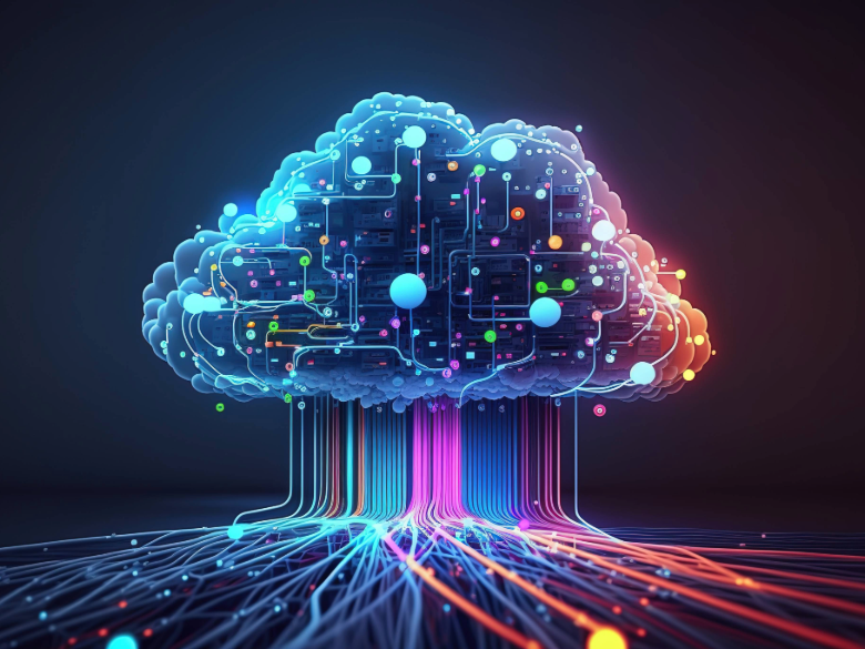 Abstract digital cloud symbolizing AI, used as artwork for an AI quotes section.