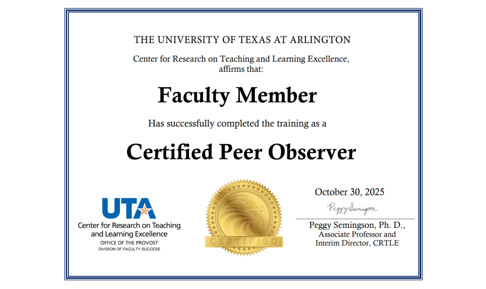 Peer Observation Training Certificate