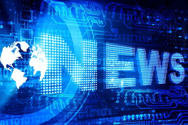 blue image with the word news on it