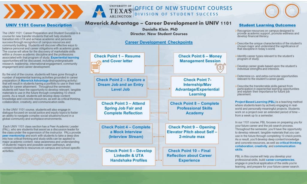 Danielle Klein's poster in career development in her career preparation and student success course