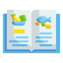 icon of an open blue recipe book with writing