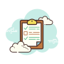 icon of a clipboard with a blue cloud background
