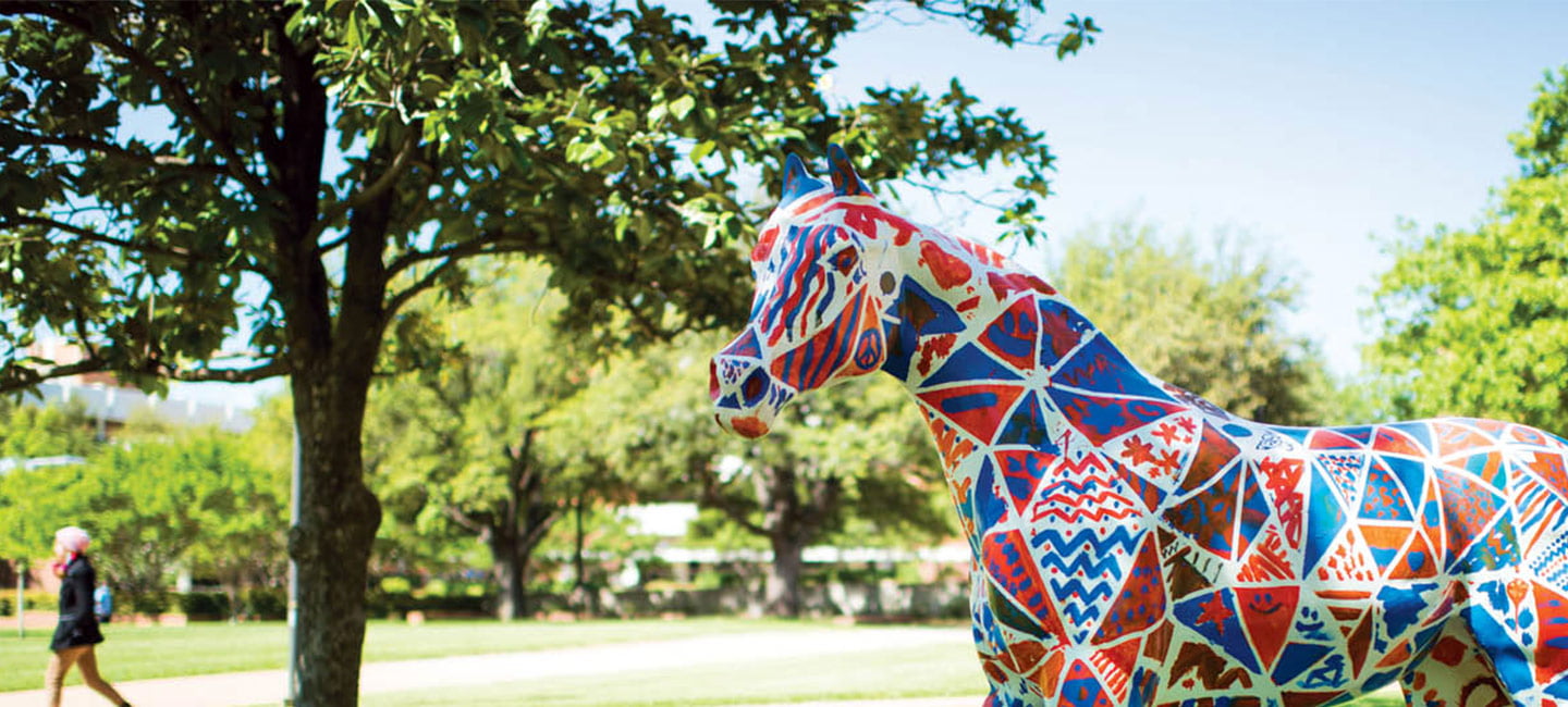 UTA Spirit Horse on campus. 