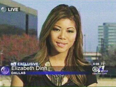 Screenshot of Elizabeth Dinh reporting on CBS11