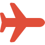 orange icon of an outline of an airplane