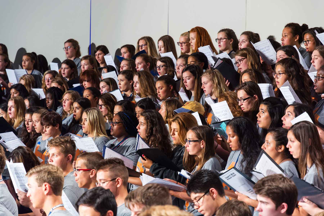 Students practicing in choir