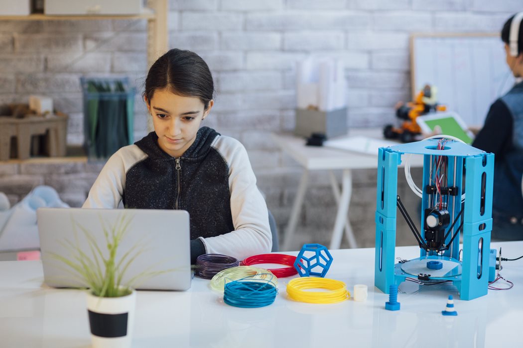 Girl working on 3D printing design