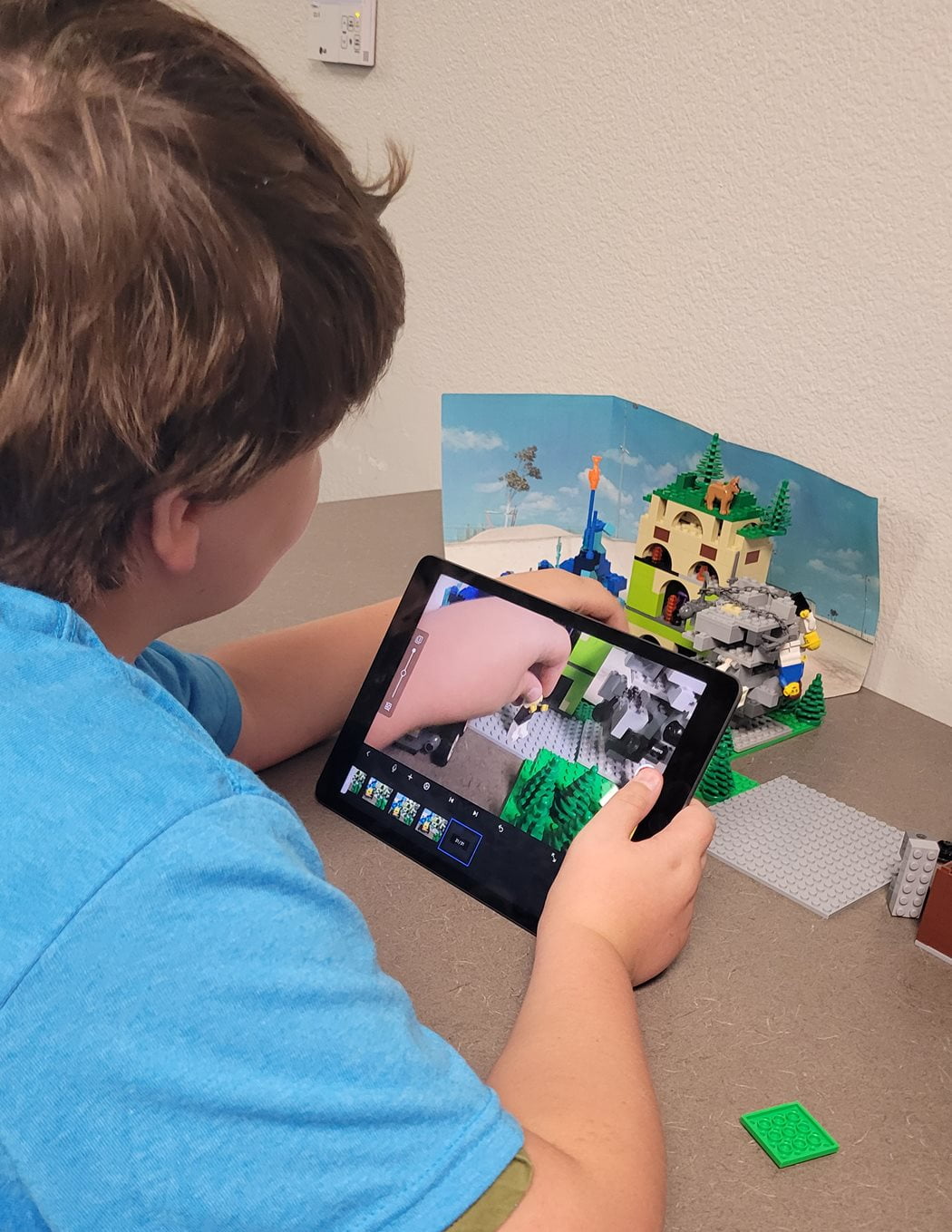 Student working on film project