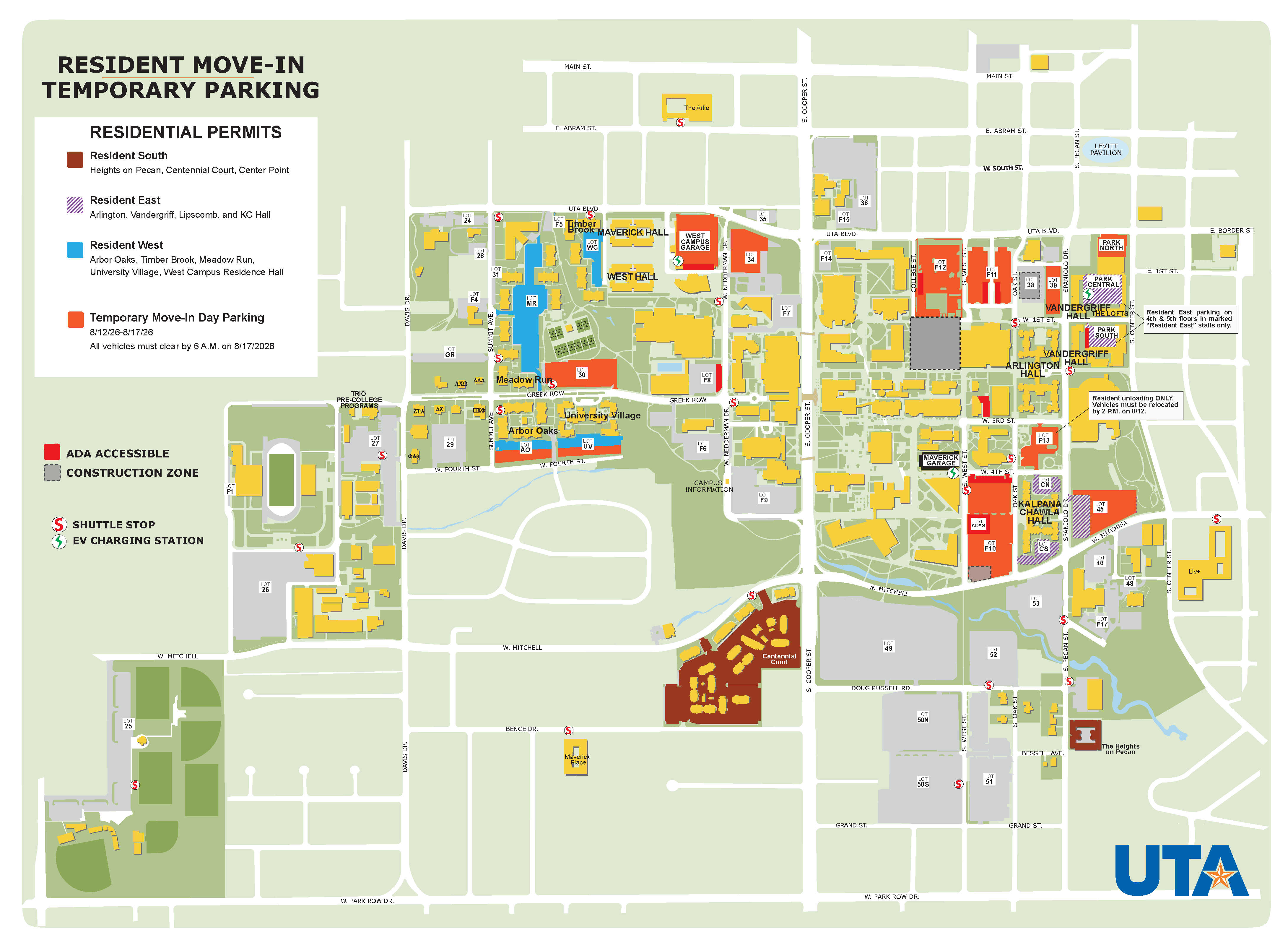 Map of the 2026 Move-In Parking Options
