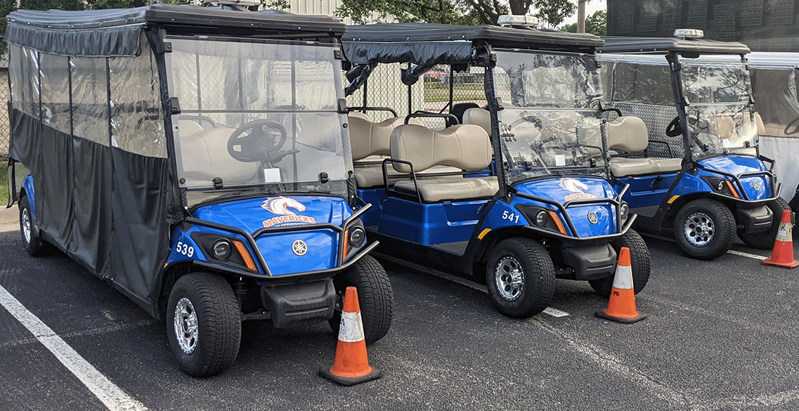 photo of UTA golf carts in parking lot