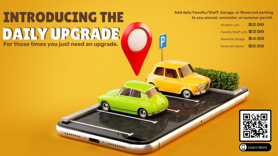 infographic showing photos of miniature cars on top of a cell phone, tables on page have text based contents of this photo