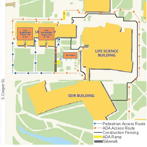 Construction Areas Near the Life Science Building