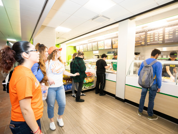 Students in line to eat Subway in the University Center