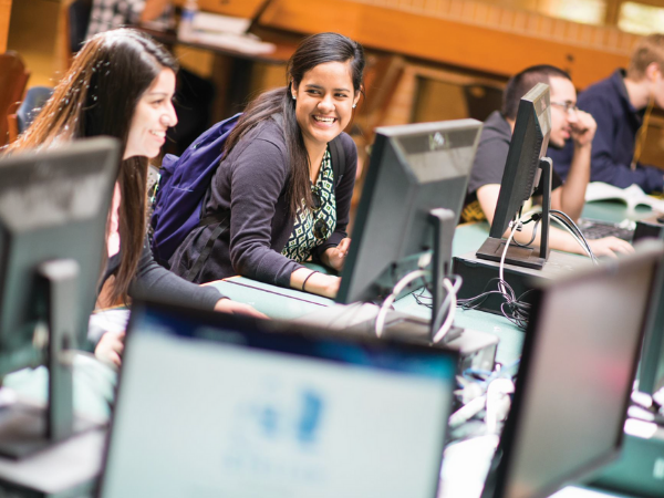 Students at the University Center computer lounge