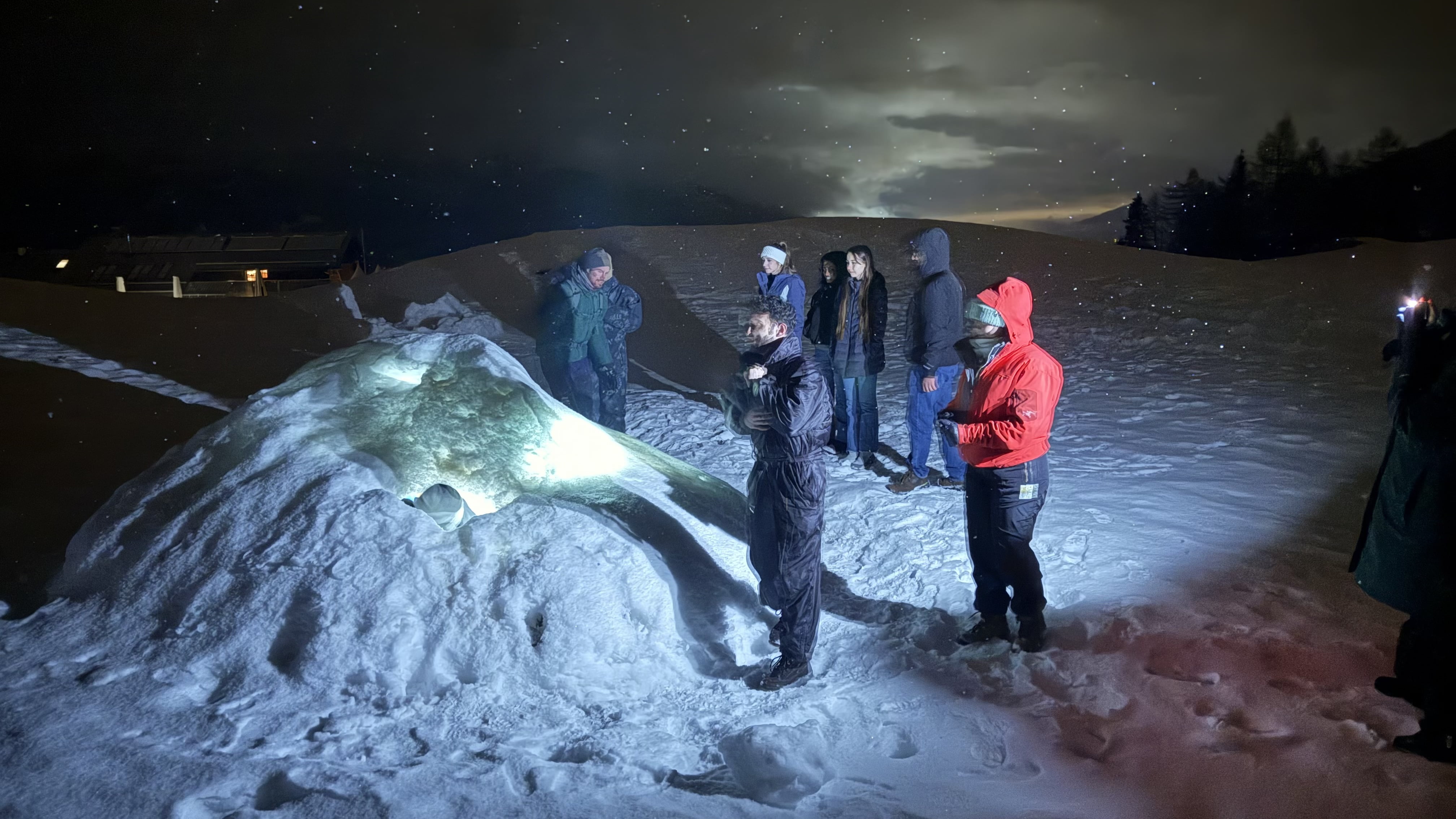Students in front of the ice
