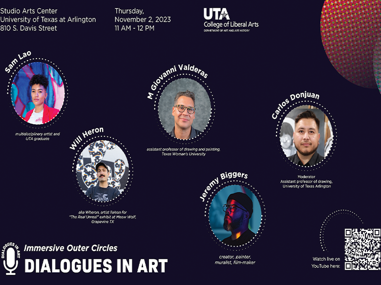 Flyer for Immersive Outer Circles, Dialogues in Art Event