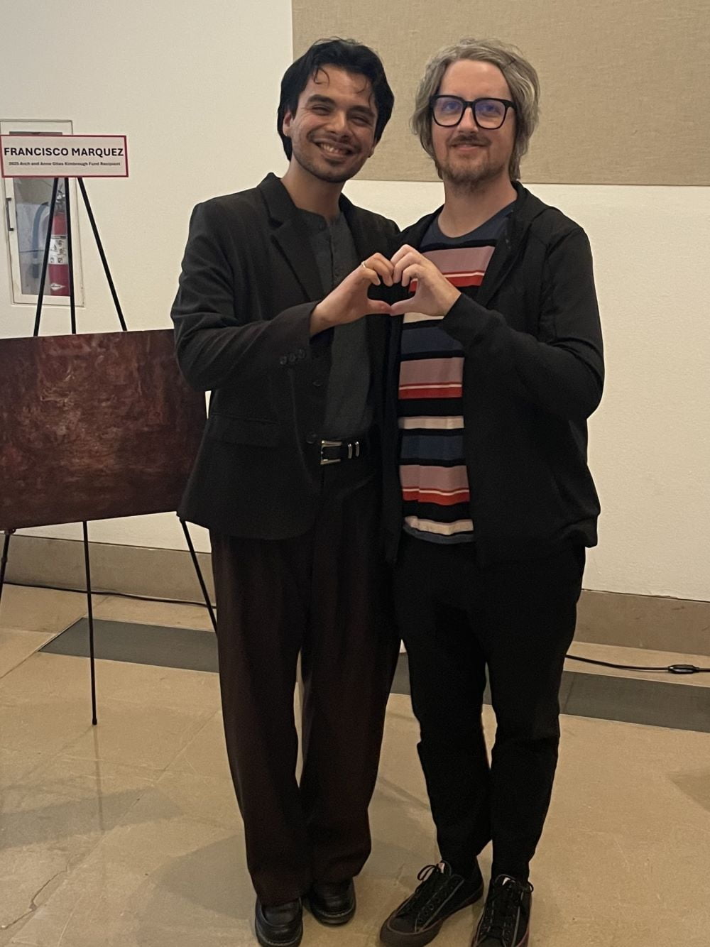 Francisco with his painting professor Benjamin Terry during the awards ceremony at DMA
