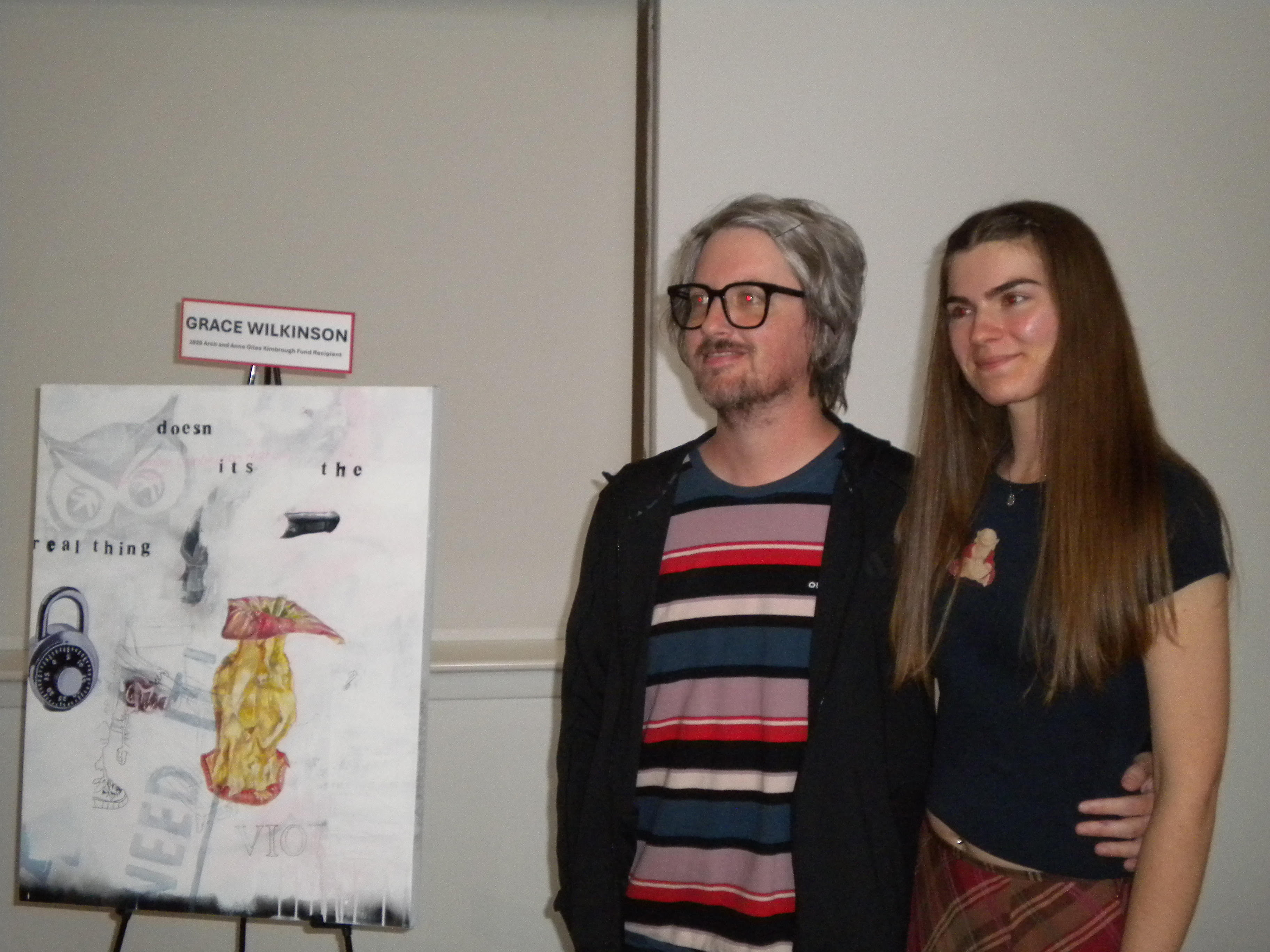 Grace Wilkinson with professor Benjamin Terry during awards ceremony at the D M A