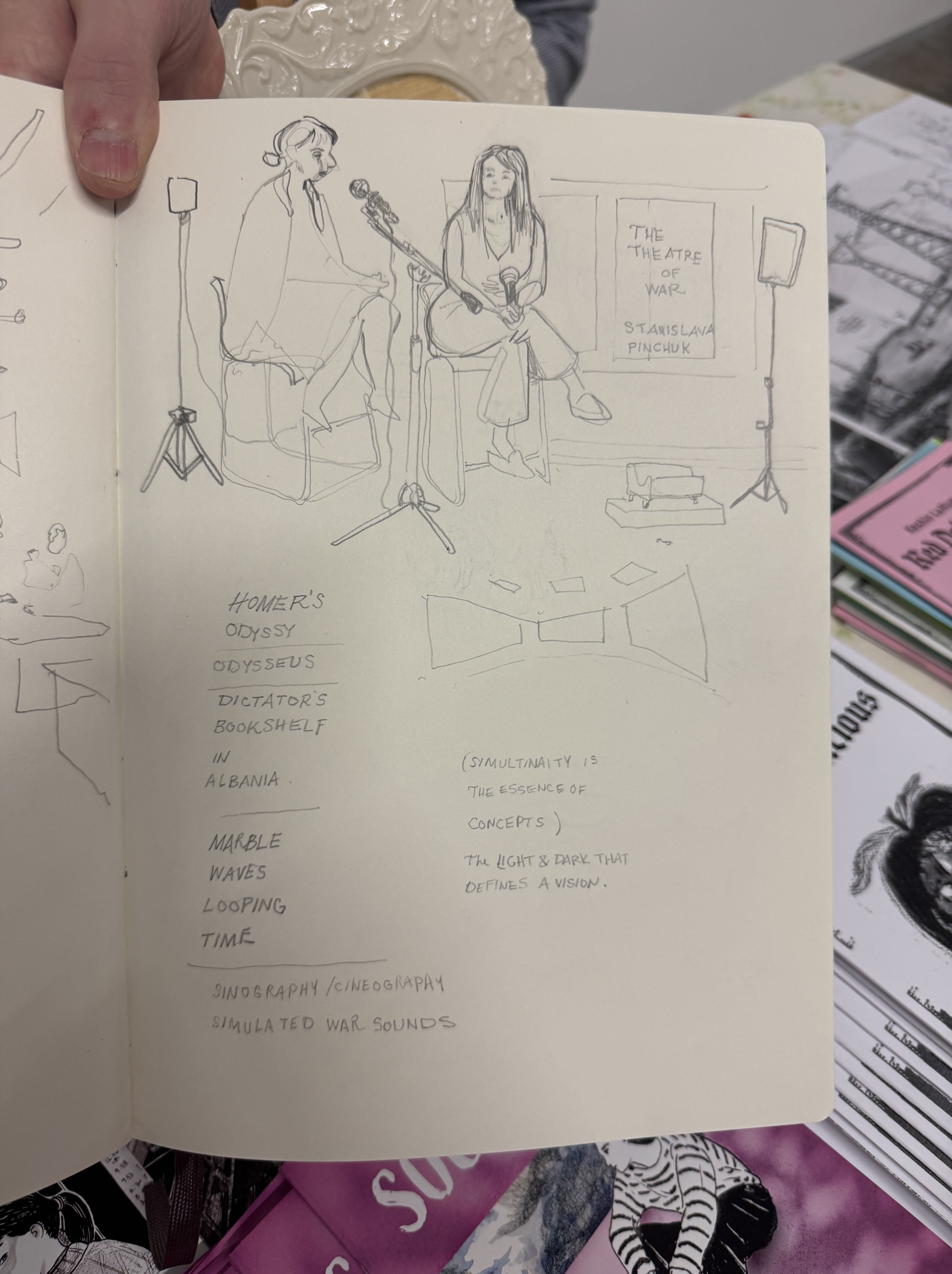 Drawing of the artist talk with Stanislava Pinchuk by Mason LaHuemin