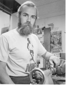 David Keens looking intensely at an image 
