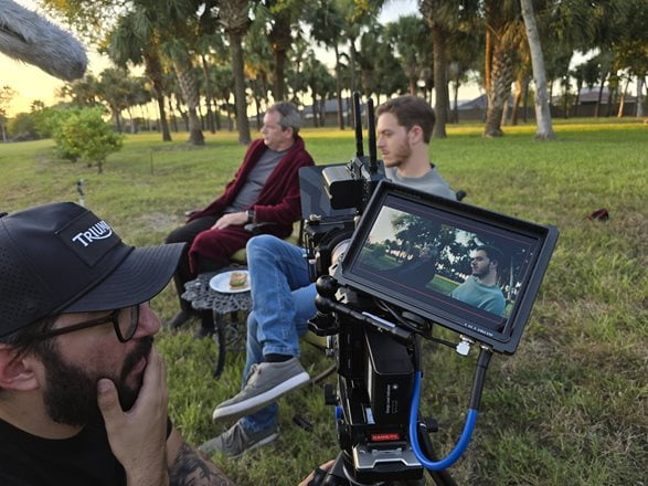 Joseph Balderas on set filming Adagio 2025