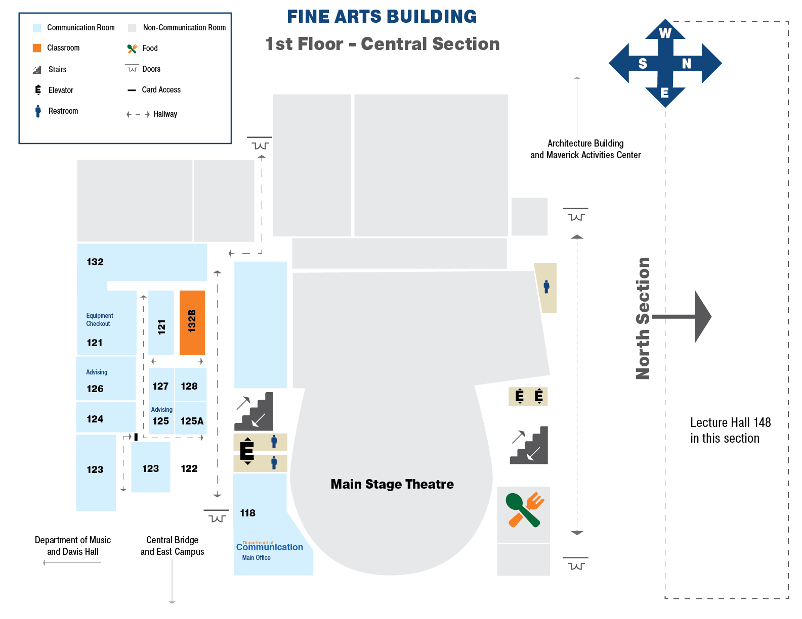 Map of the first floor of the Central Section Fine Arts Building