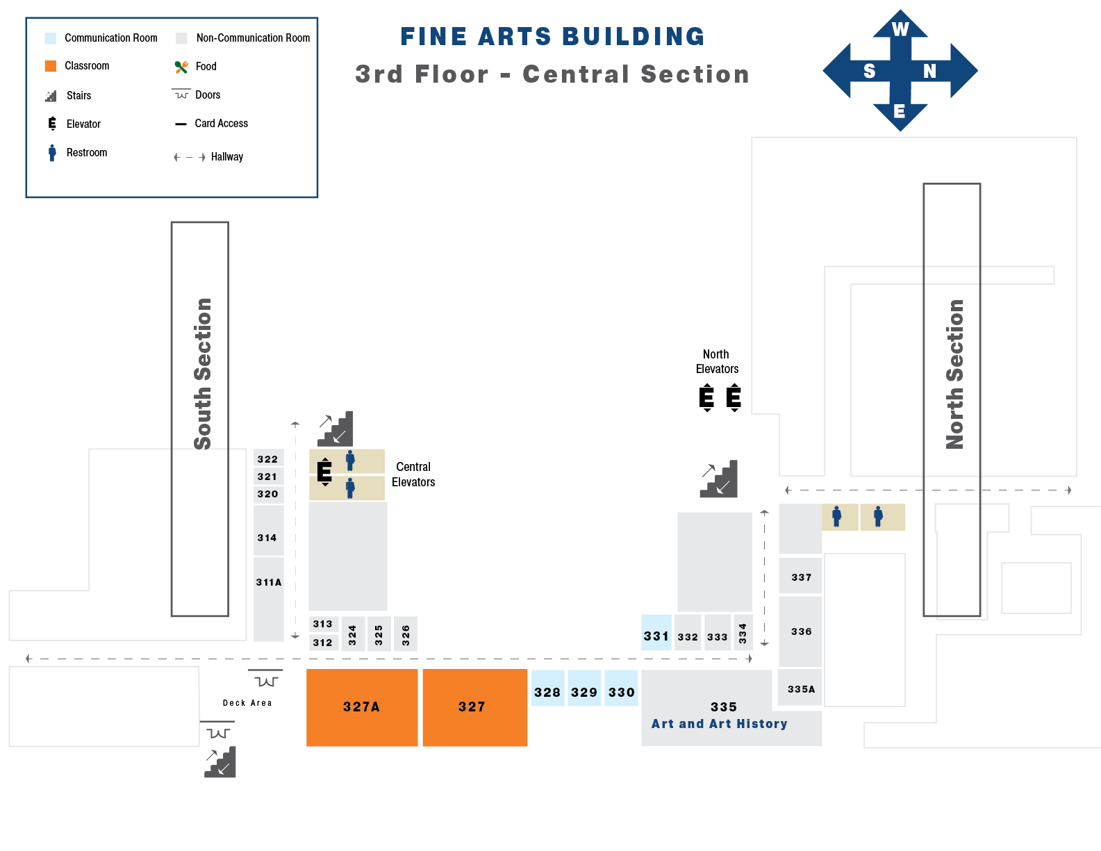Map of the third floor of the Central Section Fine Arts Building
