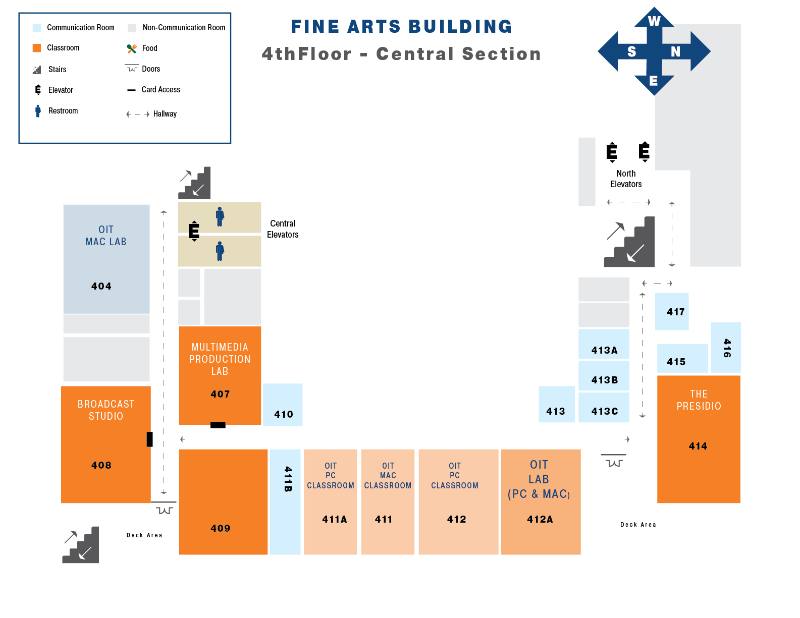 Map of the fourth floor of the Central Section Fine Arts Building