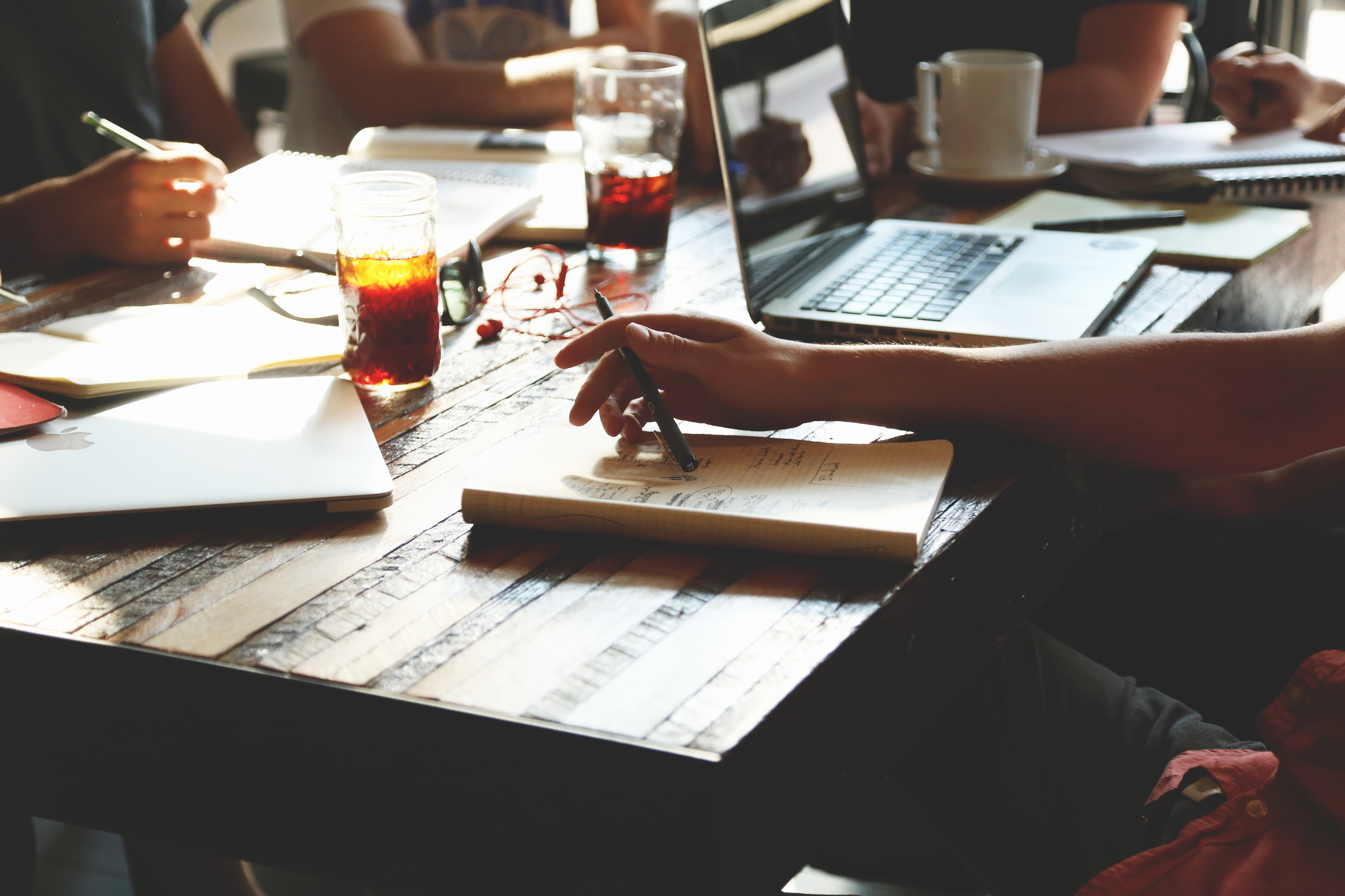 a group meeting around a table