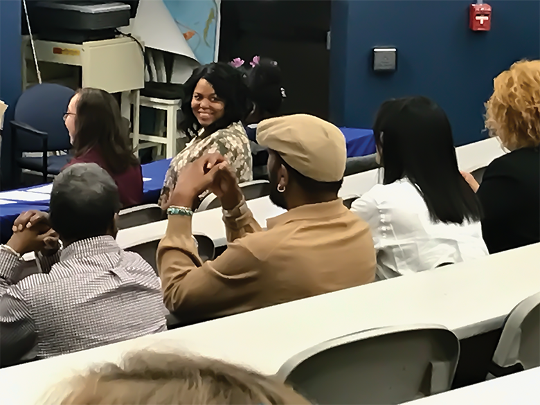 Professor and students in class