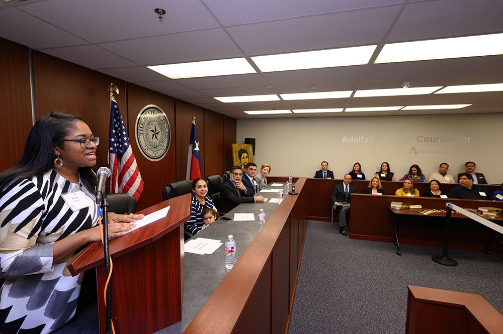 students participating in a mock trial