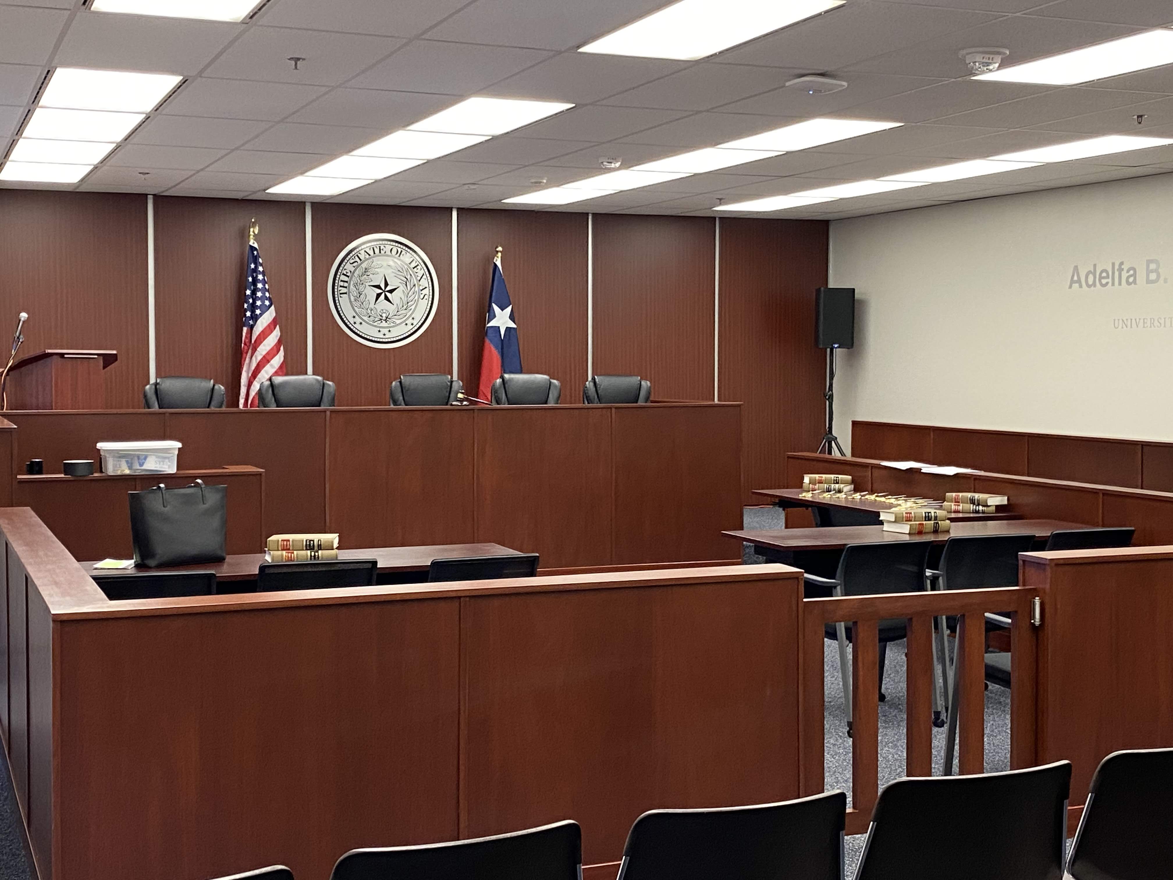 Amber White mock courtroom trial facility