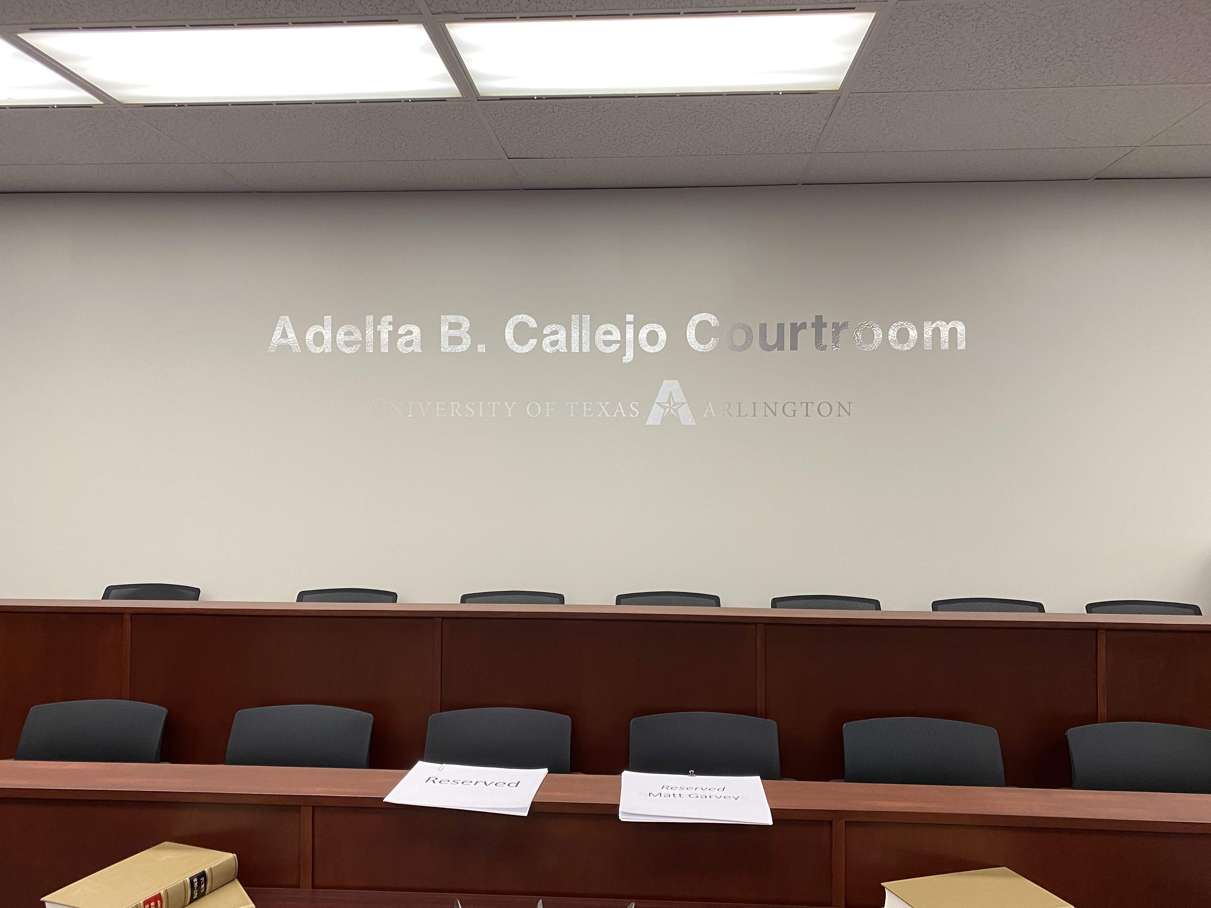 Amber White mock courtroom jury stand