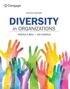 Book cover of Diversity in Organizations by Myrtle Bell and Joy Leopold. There are multiple hands rising from the bottom, reaching toward the top--all of various colors.