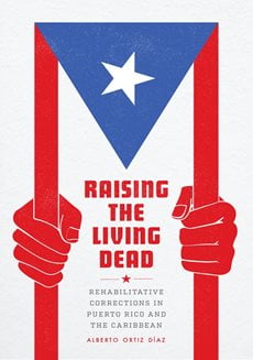 "Raising the Living dead" cover. It's a graphic to resemble the USA flag, but two hands are curled around two red stripes as if someone is behind bars.