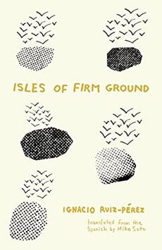 "Isles of Firm Ground" cover. Five dot-patterned circles, two darker than the others. Each circle has basic bird drawings coming from the circles.