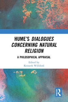 "Hume’s Dialogues Concerning Natural Religion" cover is a mix of various colors then a plain white rectangle in the middle with the title.