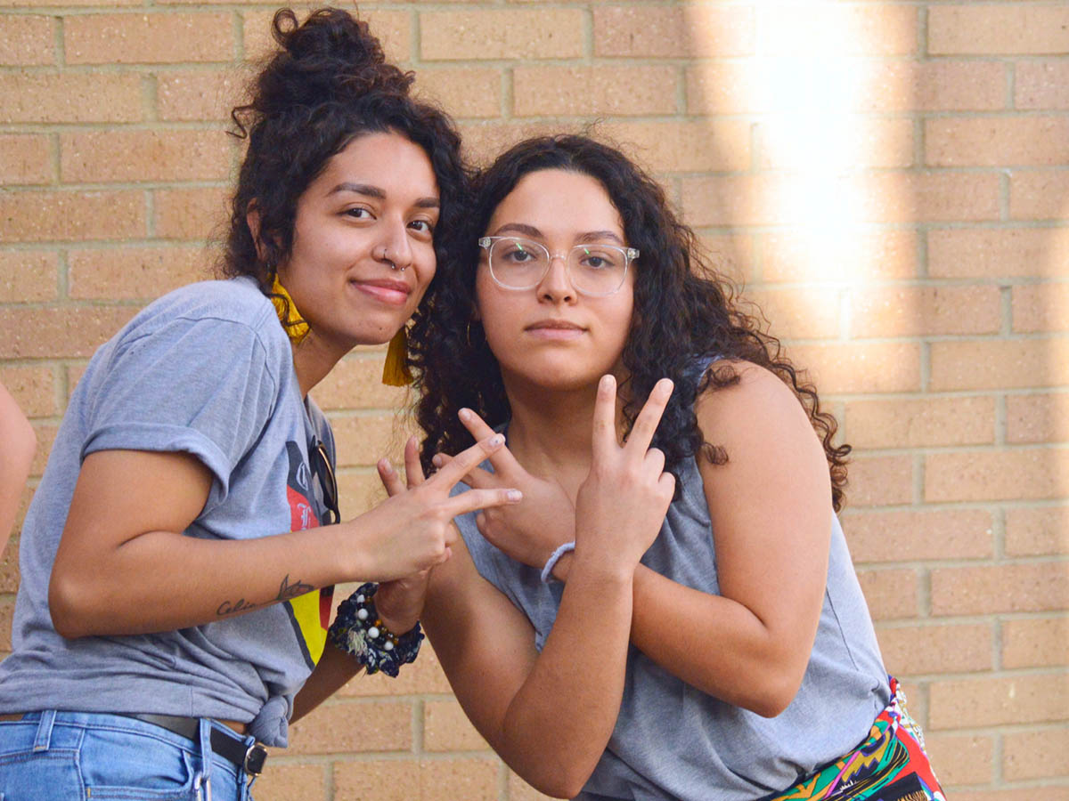 two girls in modern languages student group