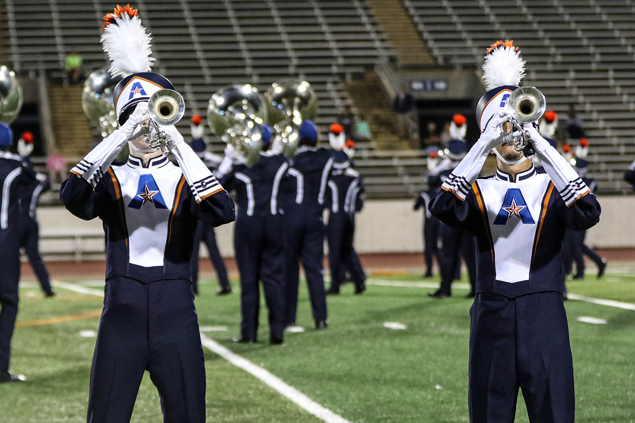 marching band at football event