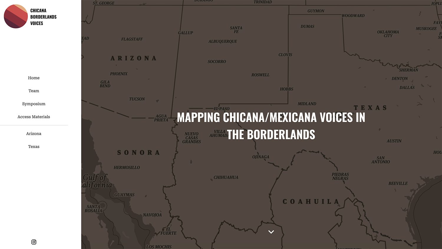 Chicana Borderland Voices Project Home Page Screen Capture