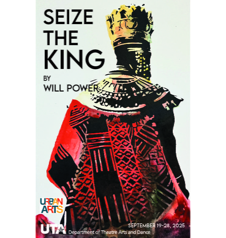 poster art with illustration of Afro-futurist king
