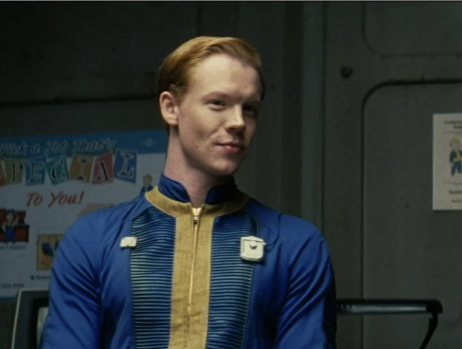 Actor in Fallout costume on set for the show