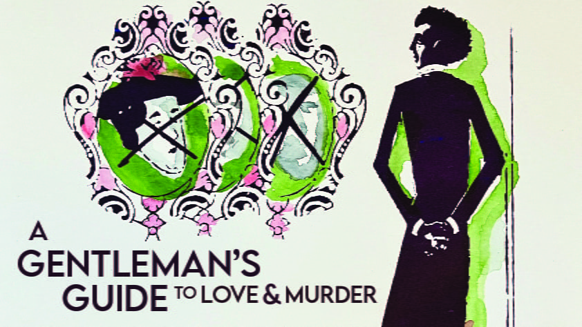 poster illustration of man looking at framed portraits which are crossed out