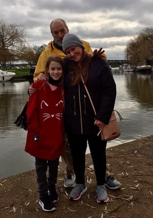 Adrienne with family in England
