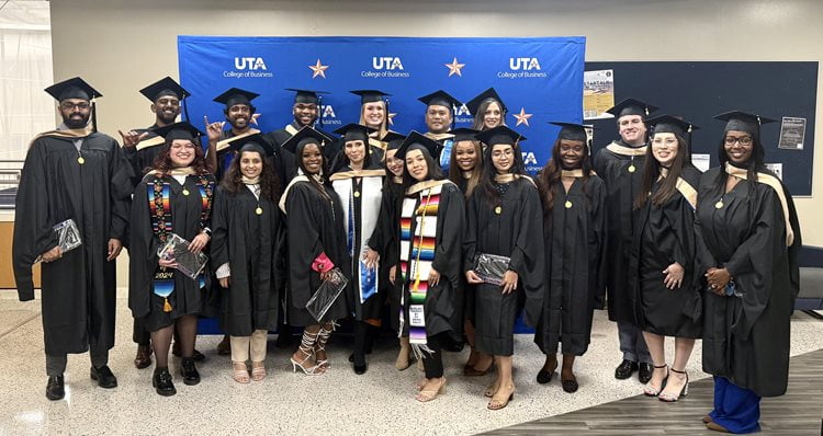 Students of the University of Texas at Arlington College of Business MBA program pose for a photo after a Hooding Ceremony on December 12, 2024. (Courtesy Photo)