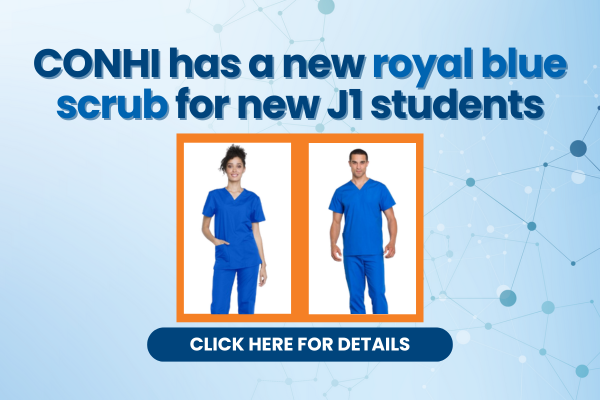 CONHI has a new royal blue scrub for J1 students. Click here for details.