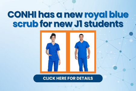 CONHI has a new royal blue scrub for J1 students. Click here for details.